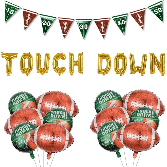 Football Party Decorations Football Shaped Foil Balloons, Touchdown Balloons - Picture 1 of 6